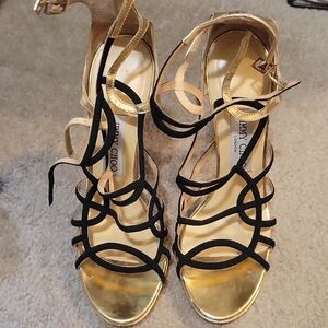 Jimmy Choo Black and Gold Women's Heels 9